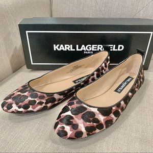 KARL LAGERFELD PARIS Vada Leopard Calf Hair Ballet Flat (Mauve Multi, Size 6.5M)